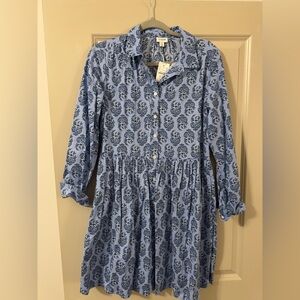 J. Crew Factory Blue Floral Casual Dress